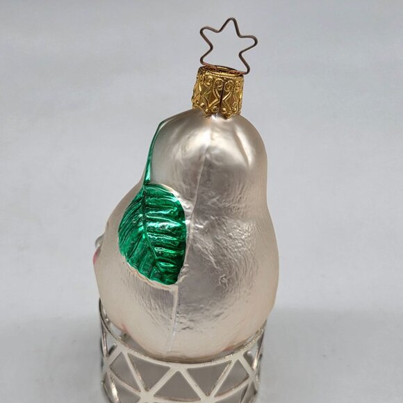 Inge Glas Anthropomorphic Pear German Glass Christmas Ornament Silver 3" - Picture 2 of 6